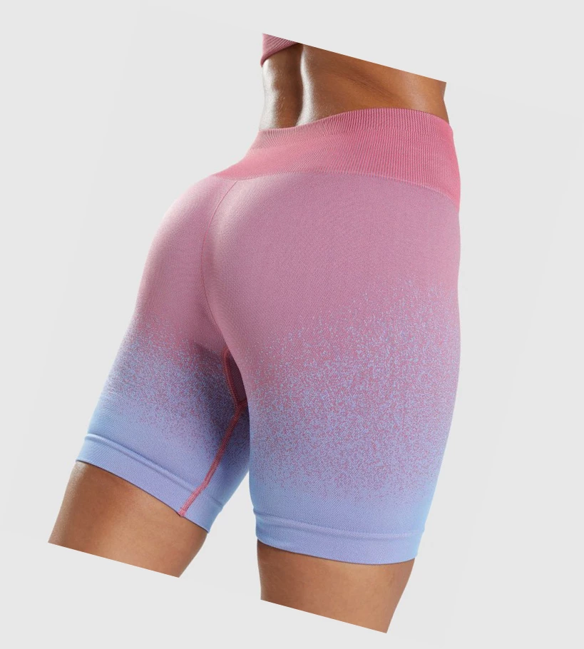 Gymshark Adapt Ombre Seamless Cycling Naisten Shortsit Pinkki Pinkki Vaaleansininen | MJQERV645