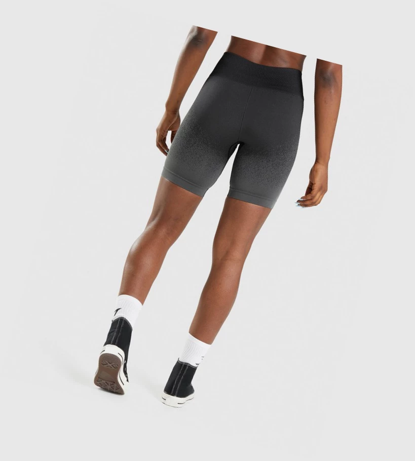 Gymshark Adapt Ombre Seamless Cycling Naisten Shortsit Mustat Harmaat | VQZIKN938