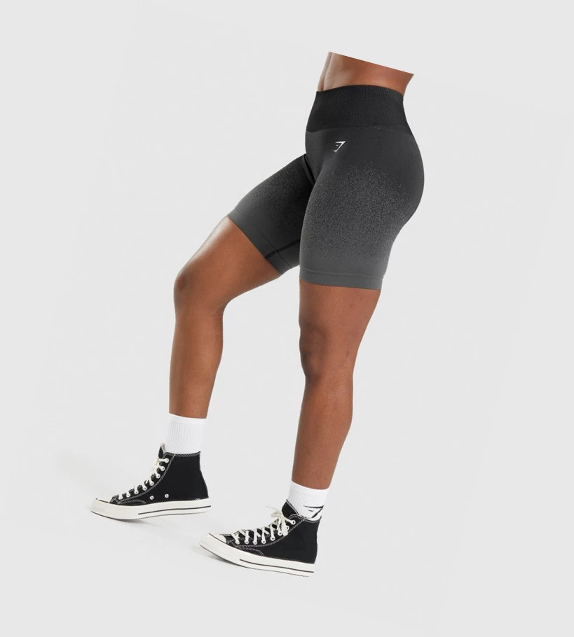 Gymshark Adapt Ombre Seamless Cycling Naisten Shortsit Mustat Harmaat | VQZIKN938