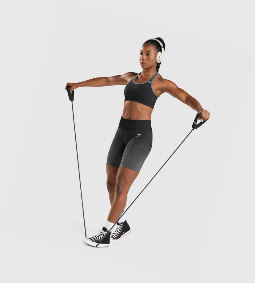 Gymshark Adapt Ombre Seamless Cycling Naisten Shortsit Mustat Harmaat | VQZIKN938