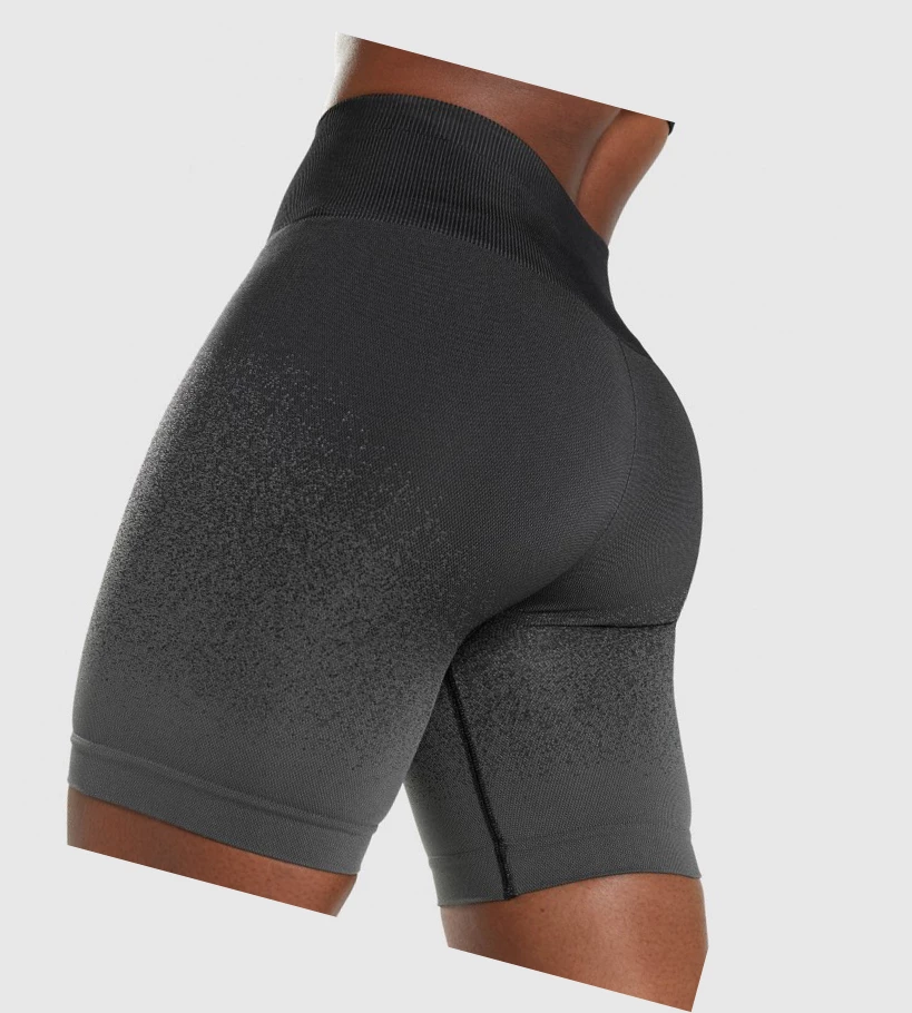 Gymshark Adapt Ombre Seamless Cycling Naisten Shortsit Mustat Harmaat | VQZIKN938