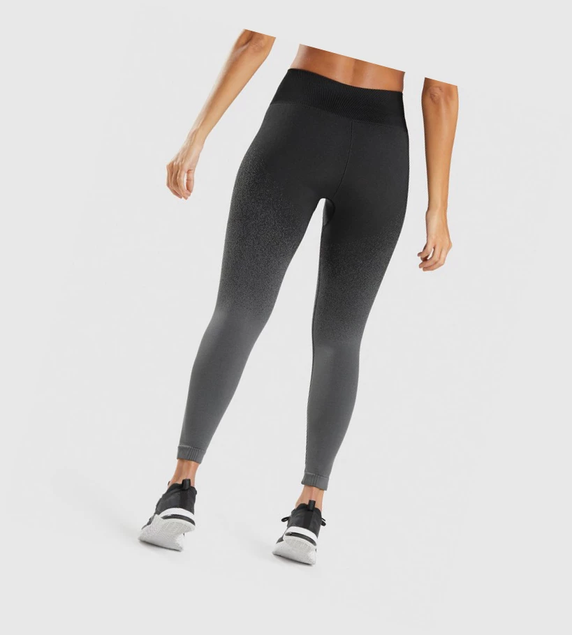 Gymshark Adapt Ombre Seamless High Waisted Naisten Leggingsit Mustat Harmaat | IRGZOH379