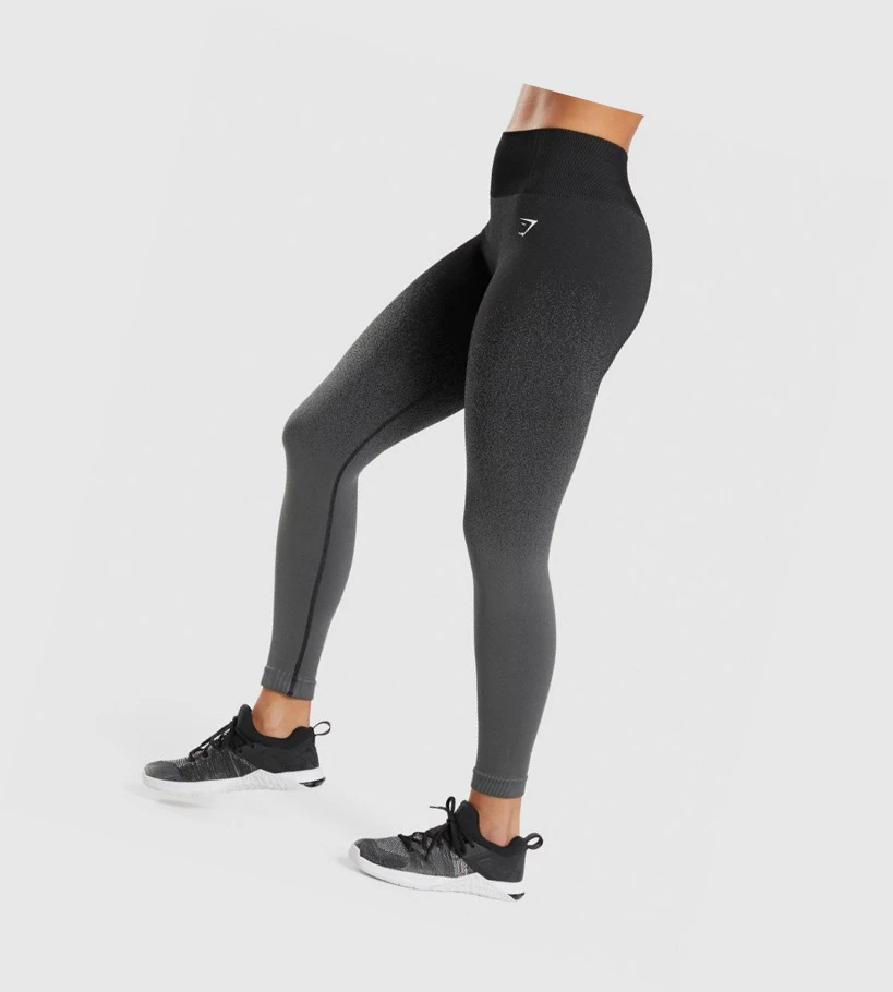 Gymshark Adapt Ombre Seamless High Waisted Naisten Leggingsit Mustat Harmaat | IRGZOH379