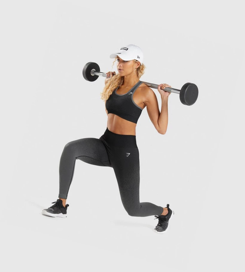 Gymshark Adapt Ombre Seamless High Waisted Naisten Leggingsit Mustat Harmaat | IRGZOH379