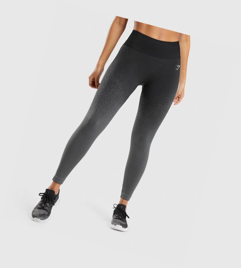 Gymshark Adapt Ombre Seamless High Waisted Naisten Leggingsit Mustat Harmaat | IRGZOH379
