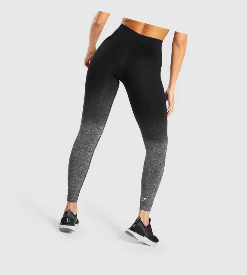 Gymshark Adapt Ombre Seamless High Waisted Naisten Leggingsit Mustat Mustat | WTKJCM471