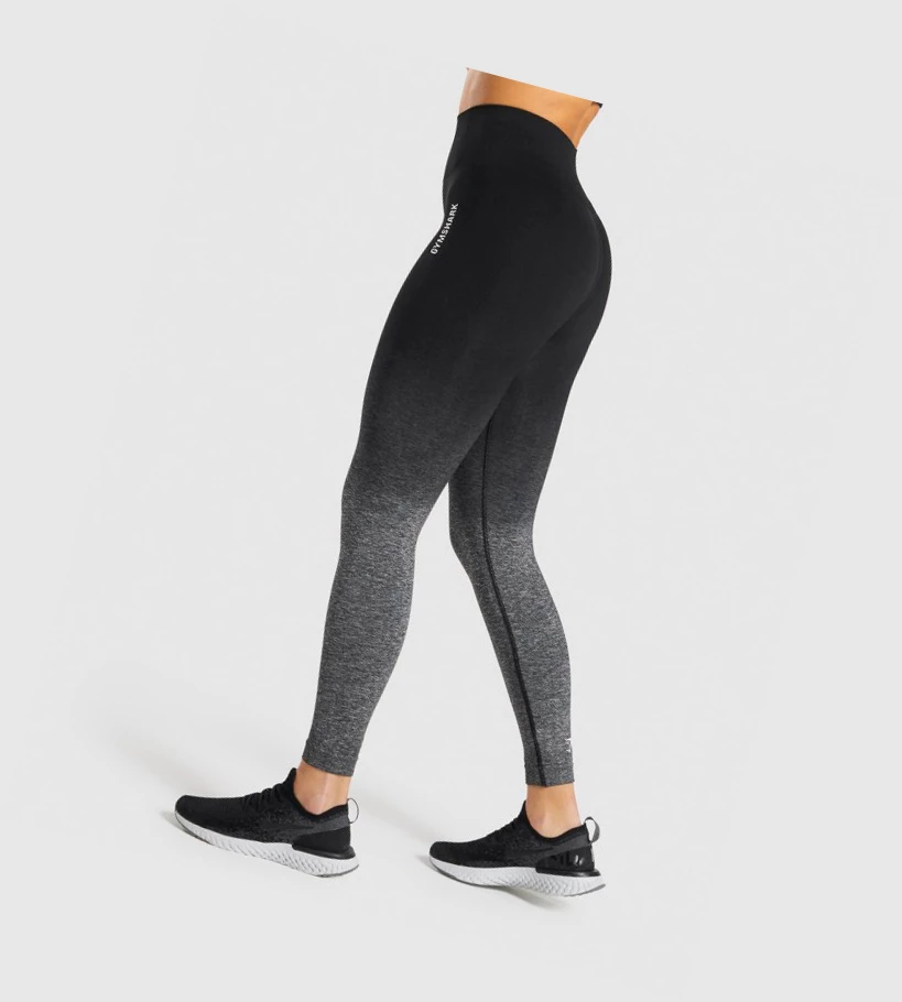 Gymshark Adapt Ombre Seamless High Waisted Naisten Leggingsit Mustat Mustat | WTKJCM471