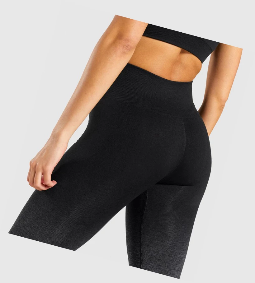 Gymshark Adapt Ombre Seamless High Waisted Naisten Leggingsit Mustat Mustat | WTKJCM471