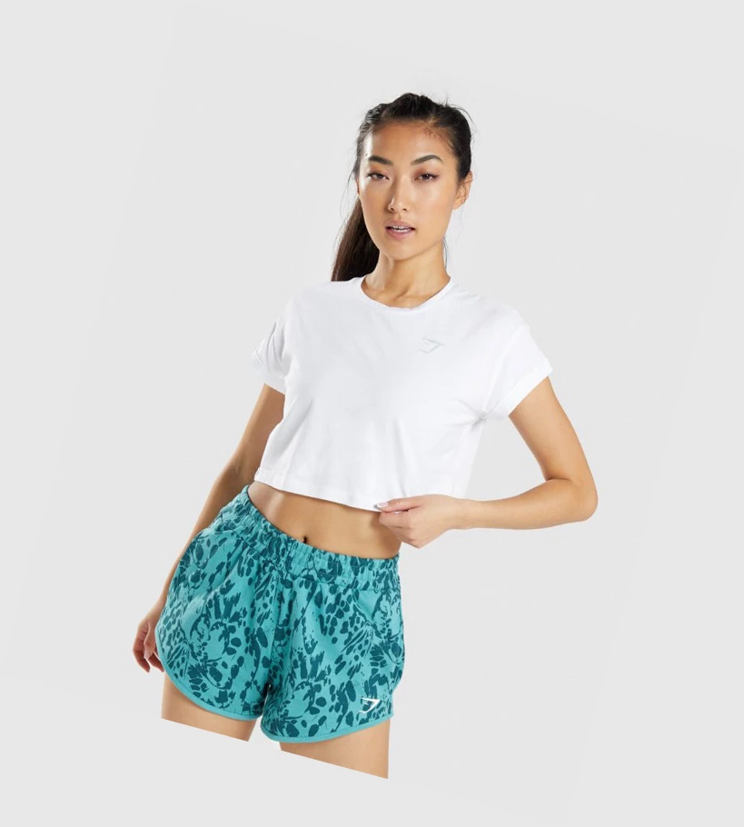 Gymshark Animal Graafinen Crop Naisten Puserot Valkoinen | HJMOAL234
