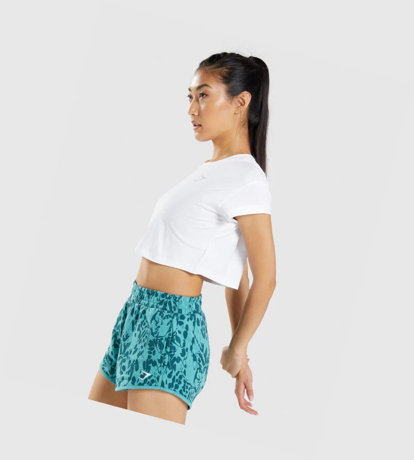Gymshark Animal Graafinen Crop Naisten Puserot Valkoinen | HJMOAL234