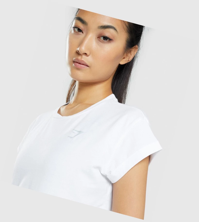 Gymshark Animal Graafinen Crop Naisten Puserot Valkoinen | HJMOAL234