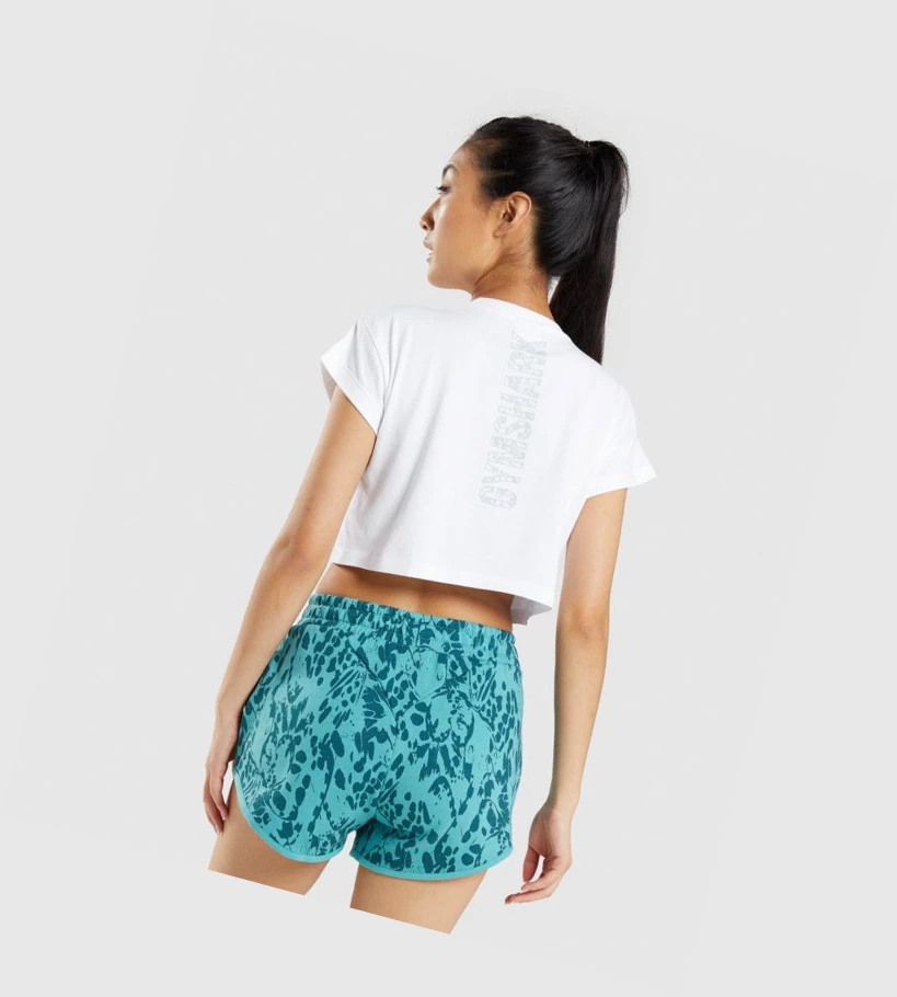 Gymshark Animal Graafinen Crop Naisten Puserot Valkoinen | HJMOAL234