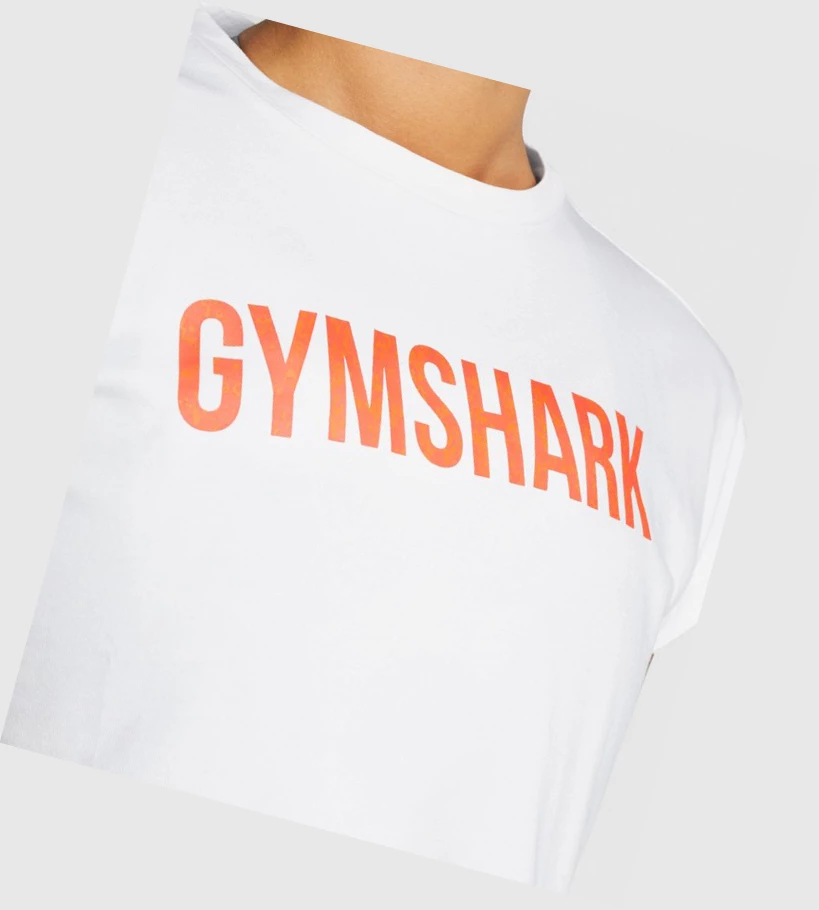 Gymshark Animal Graafinen Infill Crop Naisten T Paidat Valkoinen | UMTHVR792