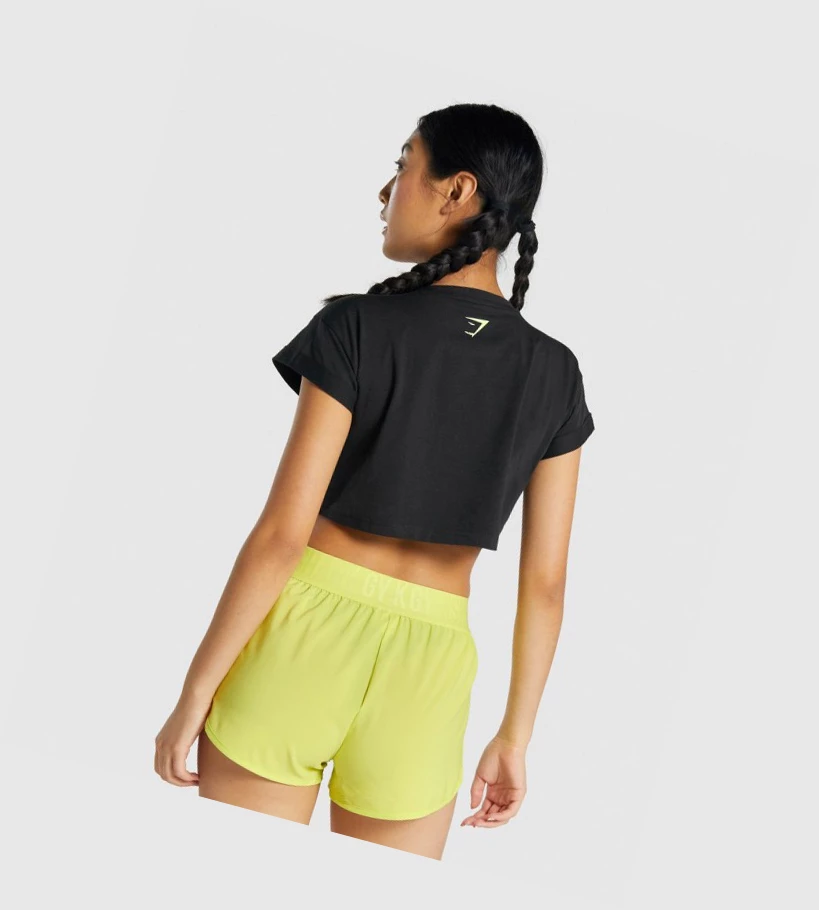 Gymshark Animal Graafinen Infill Crop Naisten T Paidat Mustat | YBHLDS539