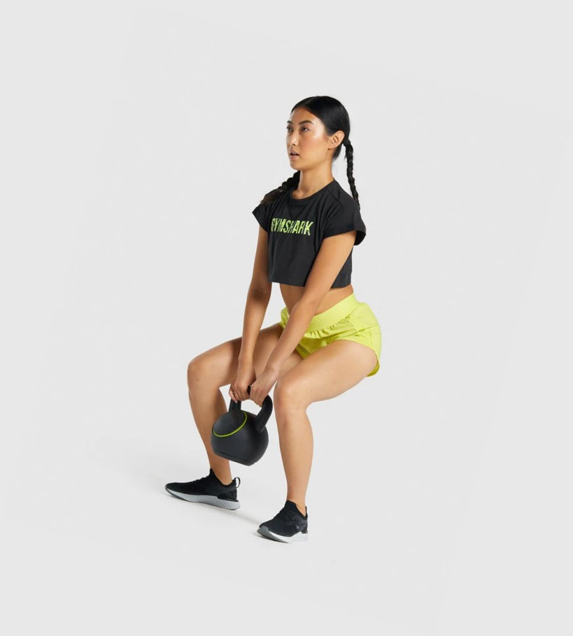 Gymshark Animal Graafinen Infill Crop Naisten T Paidat Mustat | YBHLDS539