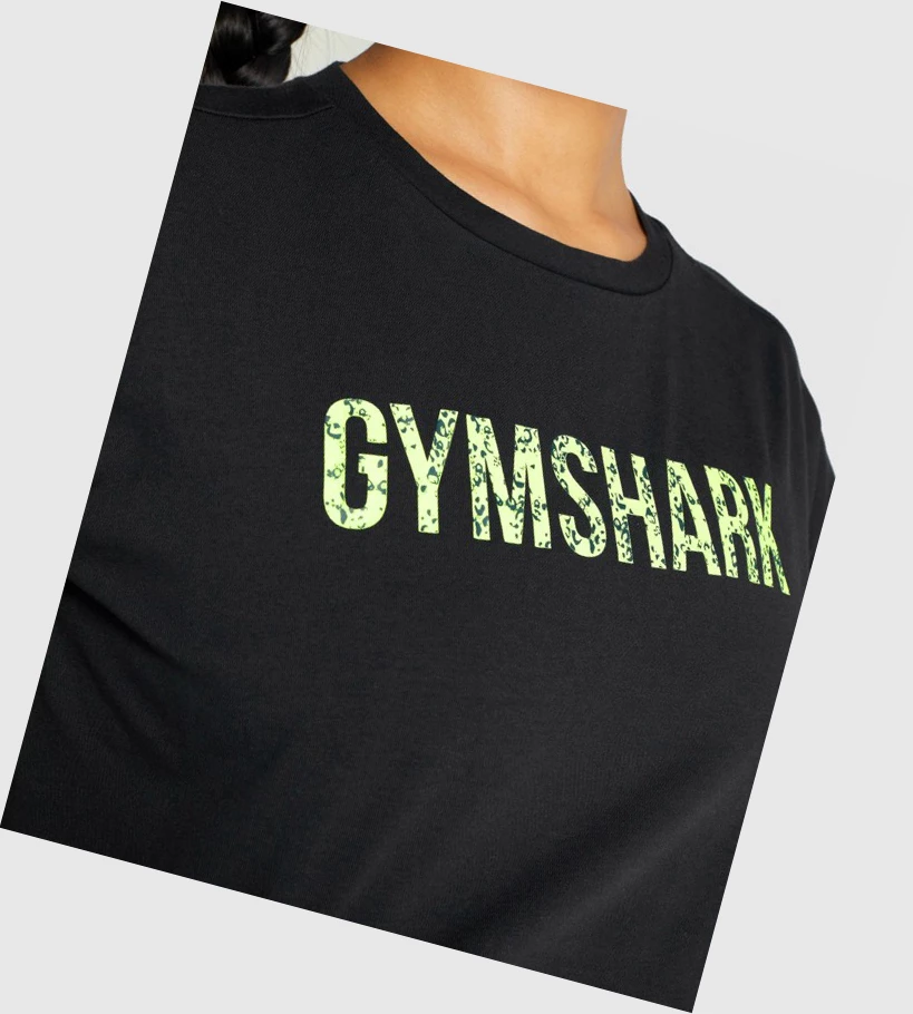 Gymshark Animal Graafinen Infill Crop Naisten T Paidat Mustat | YBHLDS539