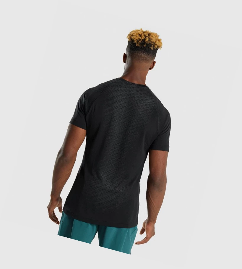 Gymshark Apex Contrast Miesten T Paidat Mustat | SLNTBK672
