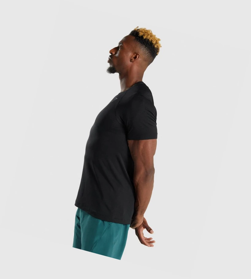 Gymshark Apex Contrast Miesten T Paidat Mustat | SLNTBK672