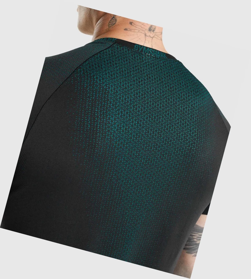 Gymshark Apex Contrast Miesten T Paidat Mustat Turkoosi | ZOPVBM980