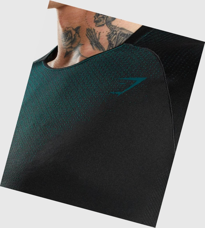 Gymshark Apex Contrast Miesten T Paidat Mustat Turkoosi | ZOPVBM980