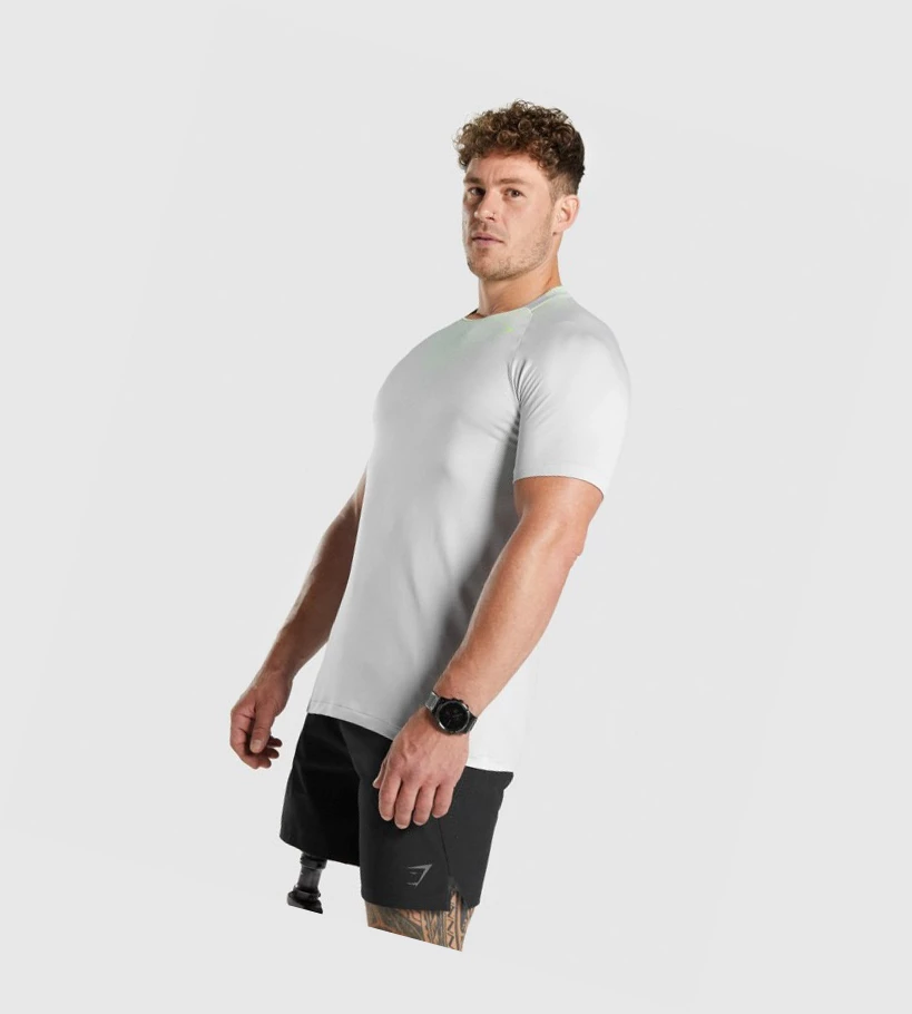 Gymshark Apex Contrast Seamless Miesten T Paidat Vaaleanharmaat | KGYCEX694