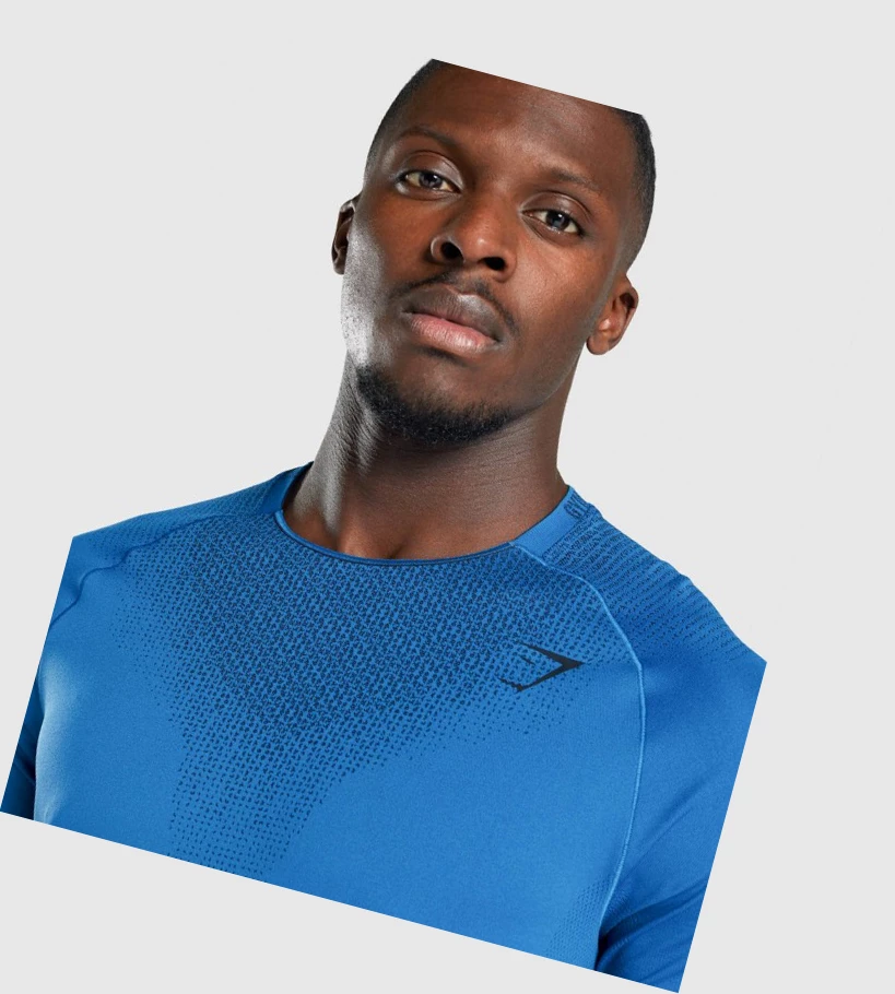 Gymshark Apex Contrast Seamless Miesten T Paidat Sininen | QZGLUJ620