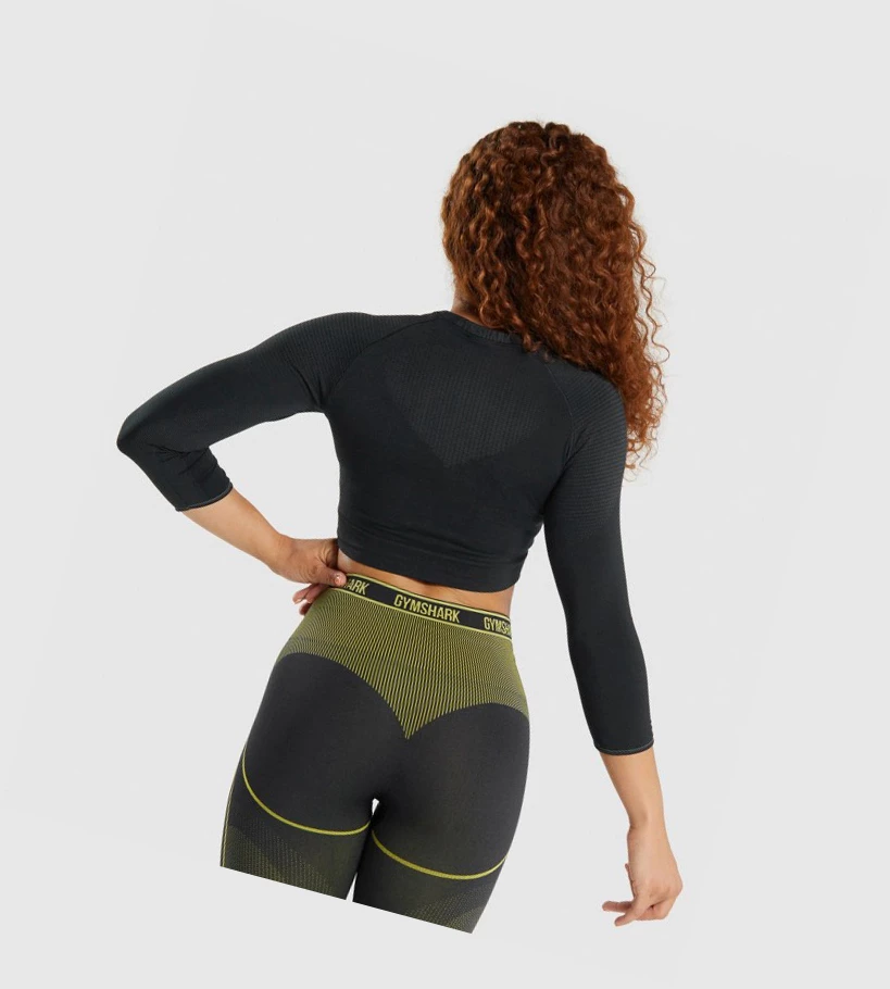 Gymshark Apex Seamless Crop Top Naisten Puserot Mustat | RQGKVN397