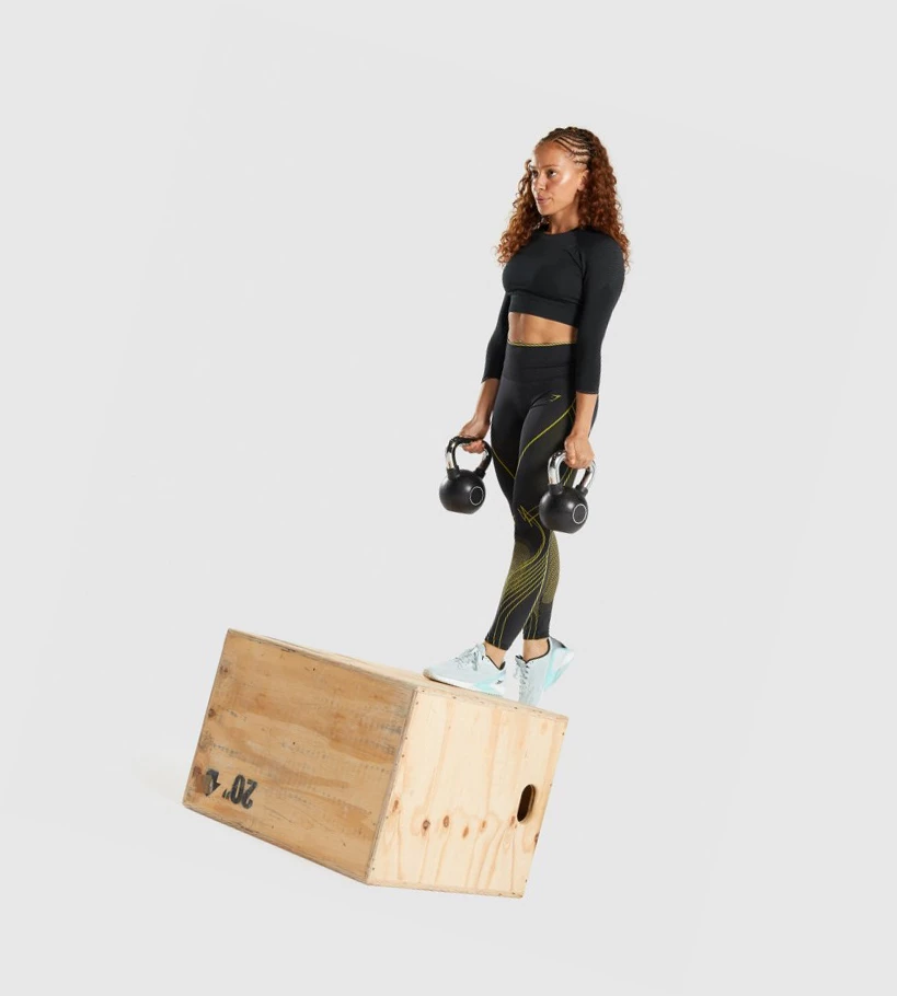 Gymshark Apex Seamless Crop Top Naisten Puserot Mustat | RQGKVN397