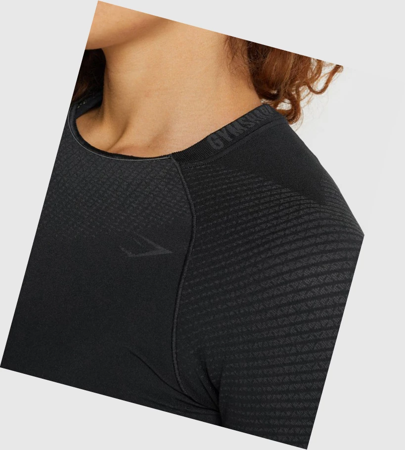Gymshark Apex Seamless Crop Top Naisten Puserot Mustat | RQGKVN397