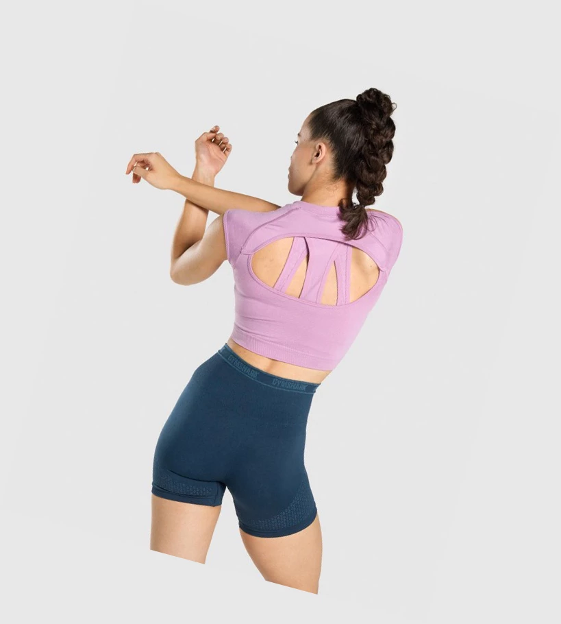 Gymshark Apex Seamless Crop Top Naisten T Paidat Violetit Vaaleanvioletit | XUTICJ475