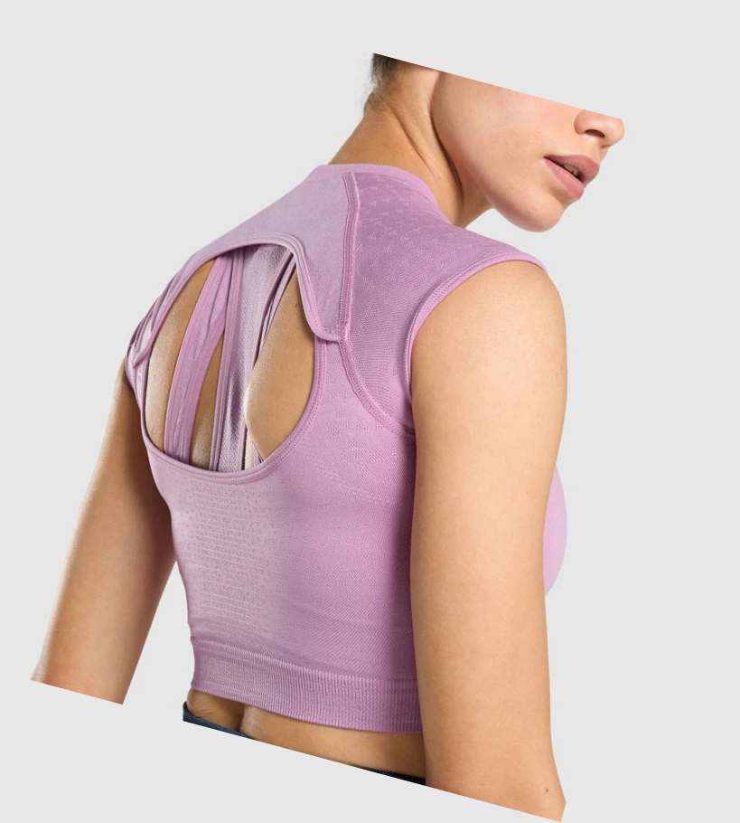 Gymshark Apex Seamless Crop Top Naisten T Paidat Violetit Vaaleanvioletit | XUTICJ475