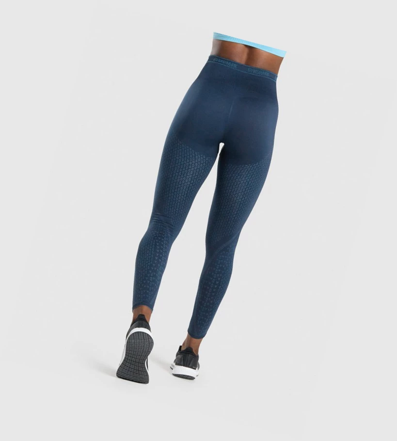 Gymshark Apex Seamless High Waisted Naisten Leggingsit Laivastonsininen Vaaleansininen | QTWLJN294