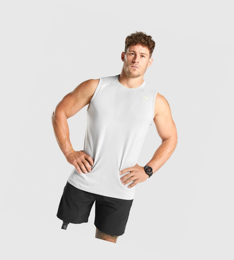 Gymshark Apex Seamless Miesten Hihaton Paita Vaaleanharmaat | YIWDEB207
