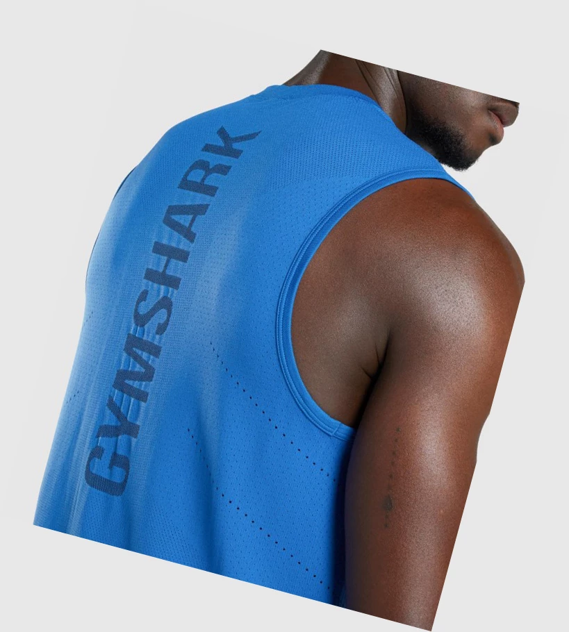 Gymshark Apex Seamless Miesten Hihaton Paita Sininen | YWKXOD816