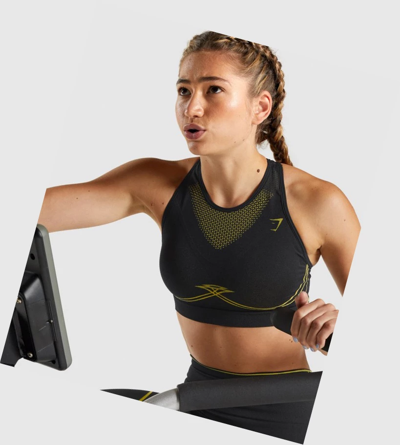 Gymshark Apex Seamless Naisten Urheiluliivit Mustat Keltainen | IJQZOB781