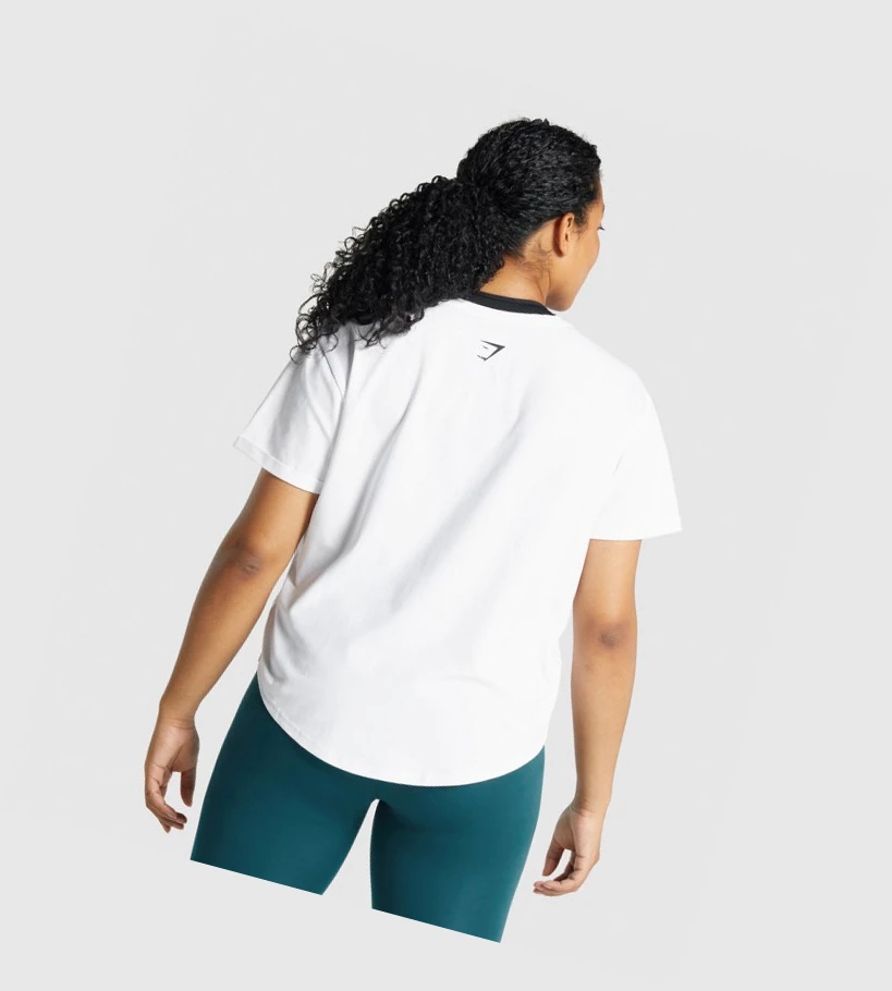 Gymshark Apollo Graafinen Naisten T Paidat Valkoinen | JCSGIL429