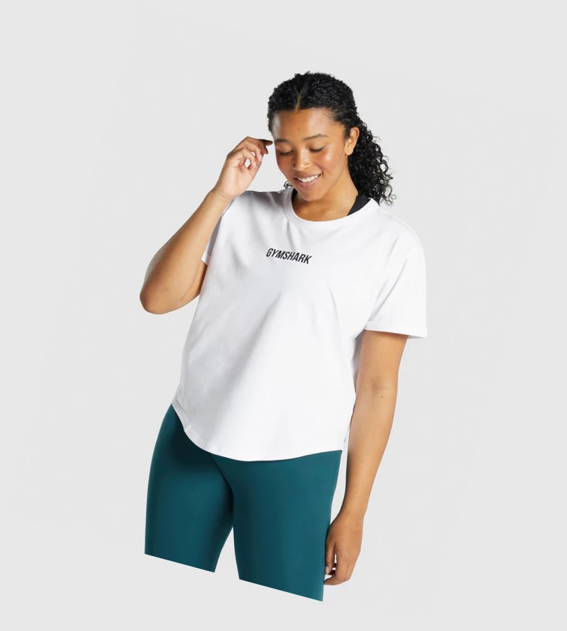 Gymshark Apollo Graafinen Naisten T Paidat Valkoinen | JCSGIL429