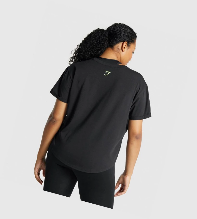 Gymshark Apollo Graafinen Naisten T Paidat Mustat | KPNBVS905