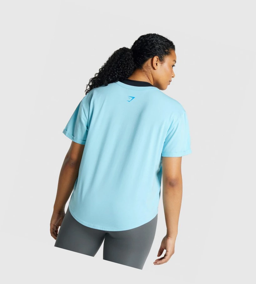 Gymshark Apollo Graafinen Naisten T Paidat Vaaleansininen | MIBQDF502