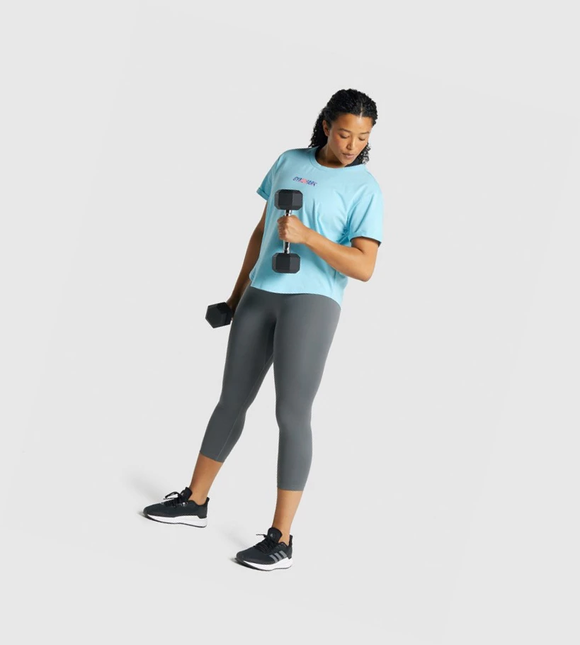 Gymshark Apollo Graafinen Naisten T Paidat Vaaleansininen | MIBQDF502