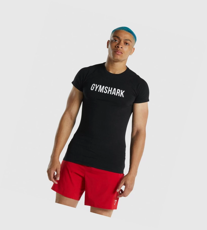 Gymshark Apollo Miesten T Paidat Mustat | CJERHN156