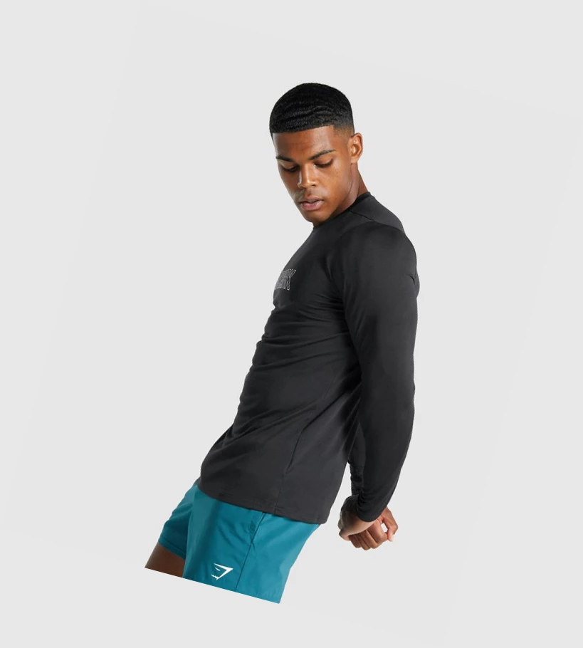 Gymshark Arrival Graafinen Miesten T Paidat Mustat | QZOTPK325