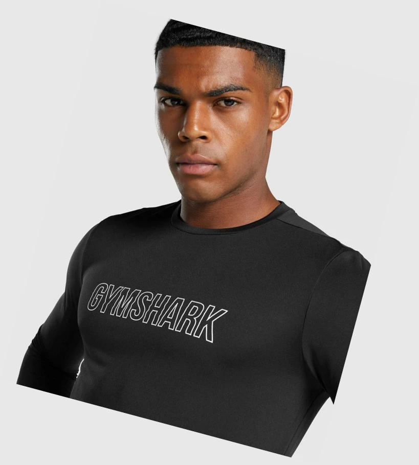 Gymshark Arrival Graafinen Miesten T Paidat Mustat | QZOTPK325