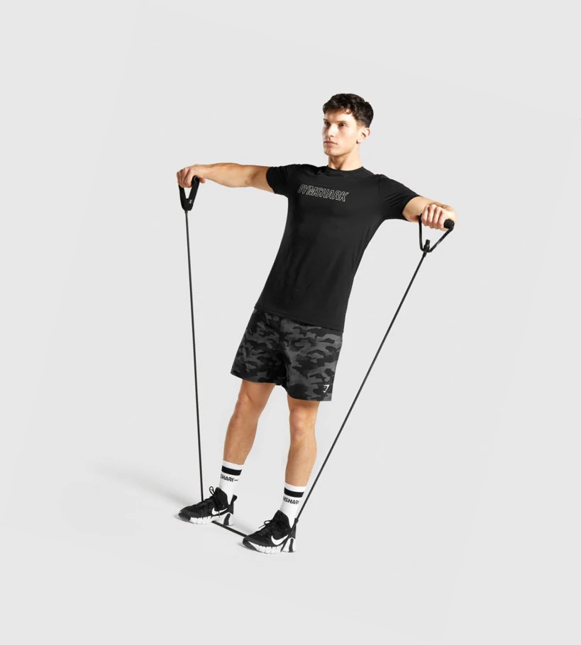 Gymshark Arrival Graafinen Miesten T Paidat Mustat | WMELKD923