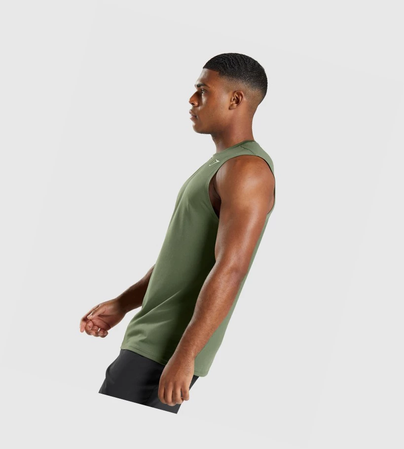 Gymshark Arrival Hihattomat Miesten Hihaton Paita Oliivinvihreä | DFTHYE059