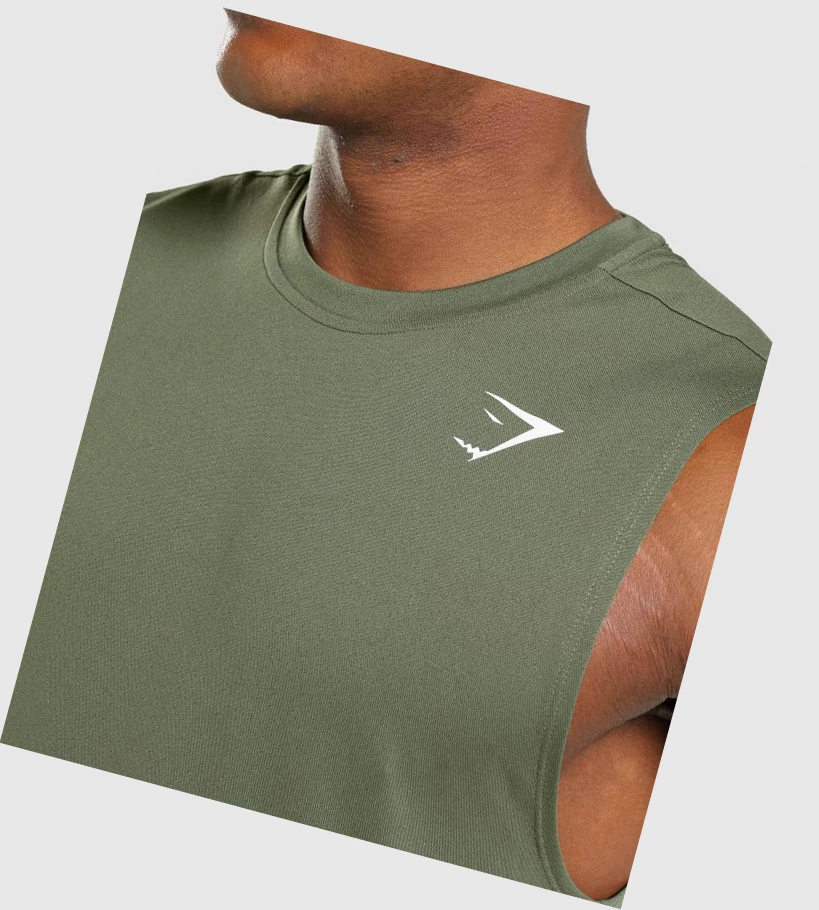 Gymshark Arrival Hihattomat Miesten Hihaton Paita Oliivinvihreä | DFTHYE059