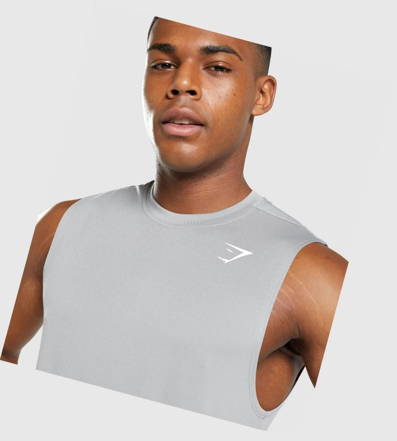 Gymshark Arrival Hihattomat Miesten Hihaton Paita Harmaat | DOHJPB753