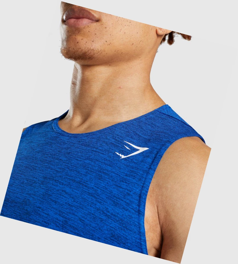 Gymshark Arrival Marl Miesten Hihaton Paita Sininen | HEAKDB370