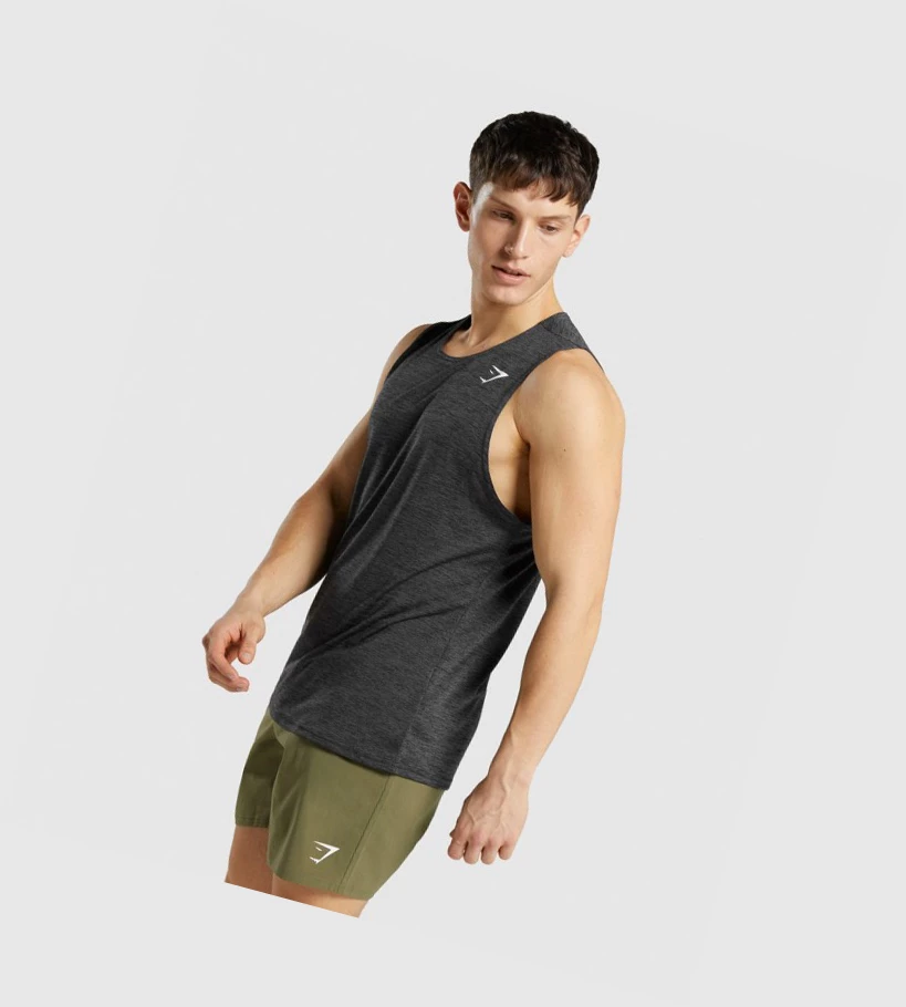 Gymshark Arrival Marl Miesten Hihaton Paita Mustat | SRQZPI536