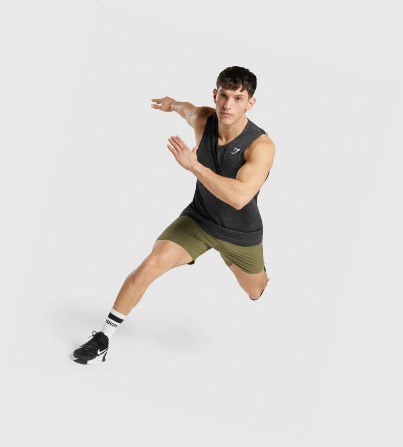 Gymshark Arrival Marl Miesten Hihaton Paita Mustat | SRQZPI536
